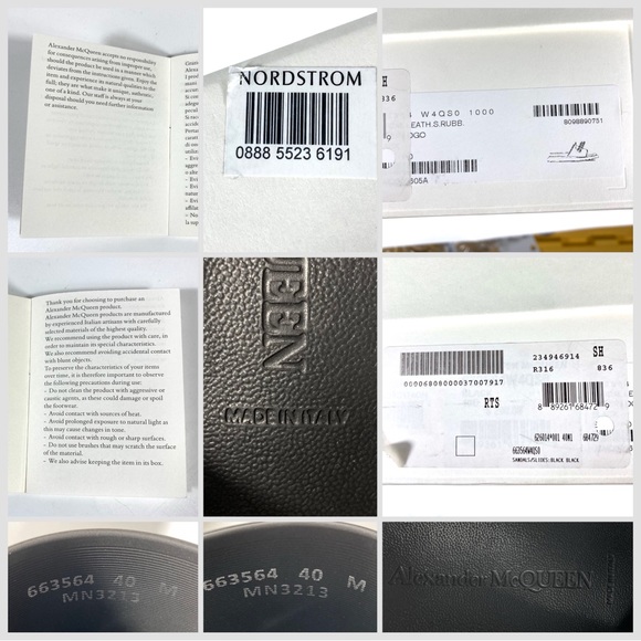 *SOLD* Alexander McQueen Hybrid Slides Logo Embossed Black Sandals 40 NEW - Picture 16 of 16